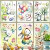 Joeyan 92 Pezzi Adesivi Pasqua per Finestre,9 Fogli Vetrofanie Removibili con Coniglietto Uova Fiore e Farfalle,Stickers a Doppio Lato Bambini Riutilizzabili,Decorazioni per Addobbi Vetrine Negozio