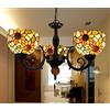 Yjmgrowing Lampada a sospensione a girasole retrò in vetro colorato in stile Tiffany Lampadario a più teste per soggiorno Camera da letto Sala da pranzo Cucina Lampada a sospensione sospesa,220V, E27,D