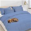 Home Tresor - Set Copripiumino Singolo 100% Cotone - Parure Copri Piumino 155x200 e Federa 52x82 cm - Sacco Piumone Letto Una Piazza Certificato Oeko-Tex Fresco e Traspirante Tinta Unita, Azzurro