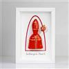 OPEN HEART Icona di San Gennaro, Patrono di Napoli in Ceramica Rossa, Cornice di Legno Bianca con dettagli rossi, 22x15x4 cm (rosso)