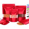 Plaphy 100 Sacchetti in Alluminio Stand Up con Finestra e Zip,Rosso,10x15cm | Buste Doypack Richiudibili per Alimenti, Sacchetti Mylar Ermetici per Confezionare e Conservare Caffè, Tè, Caramelle, Spezie