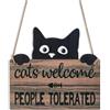 NymphFable Decorazione Murale Divertente con Gatto, Insegna in Legno Appendibile Gatti Benvenuti, Persone Tollerate per Casa, Porta d'Ingresso, Veranda, Regalo per Amanti degli Animali