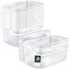 BenBow Secchio rettangolare con coperchio 10x 5l trasparente - adatto al contatto con alimenti, contenitore di plastica impilabile con manico - vuoto