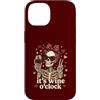 Tipsy Bones Studio Custodia per iPhone 14 Scheletro divertente Wine O'Clock Pretty Red Bow Goth Valentine