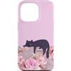 Animal Print Cute And Fun Custodia per iPhone 13 Pro Lazy Cat Sleepy Floral Pastel Blush Rose rosa