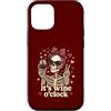 Tipsy Bones Studio Custodia per iPhone 12/12 Pro Scheletro divertente Wine O'Clock Pretty Red Bow Goth Valentine
