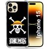Cokitec Cover rinforzata per iPhone 15 (6.1) Manga One Piece con teschio
