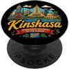 Democratic Republic Congo Souvenir Gift Regalo disegnato a mano Kinshasa DR Congo viaggio souvenir punto di riferimento PopSockets PopGrip Adesivo