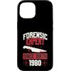 True Crime Merch for Investigative Crime Custodia per iPhone 15 Esperto forense dalla nascita 1980 Compleanno a tema crimine vero