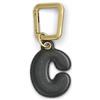 UNTAGS - Charm Lettera C - Materiale Effetto Pelle - Ciondolo per Smartphone, Portachiavi con Moschettone in Metallo Colore Oro Incluso - Nero