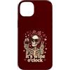 Tipsy Bones Studio Custodia per iPhone 14 Plus Scheletro divertente Wine O'Clock Pretty Red Bow Goth Valentine