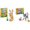 LEGO Creator 3in1 Giocattolo Coniglietto Carino - Si Trasforma in una Figura di Llama o Foca + Giocattolo Gatto Giocoso 3in1 - Si Trasforma in un Piccione o Cane Domestico 31162 + 31163