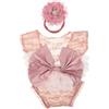 Homoyoyo Abiti per Neonata Body in Pizzo Copricapo con Fiocco Accessori Morbidi per Servizi Fotografici Ragazzo Ragazza Ragazza Outfit Coordinato per Prime Foto