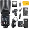 GODOX V100C V100 C Flash Testa Rotonda Compatibile con Canon, Speedlite Strobo Luce Flash TTL Wireless 2.4G con 2980mAh batteria Schermo Tattile Sub-flash Staccabile, Supporto Tipo C