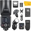 GODOX V100 N V100N Flash Testa Rotonda Compatibile con NIKON, Speedlight Strobo Luce Flash Light TTL Wireless 2.4G con Batteria al Litio Schermo Tattile Sub-flash Staccabile, Supporto Tipo C