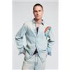Desigual, Camicia di jeans ricamata, Uomo, Cotone, Blu, L