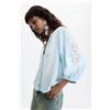 Desigual, Blusa a maniche lunghe, Lyocell, Blu, L
