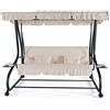 Arreditaly Dondolo 3 Posti Reclinabile Con Tettuccio Regolabile Cuscini Imbottiti Diventa Letto Struttura In Acciaio Giardino Esterno Balcone Terrazzo 200 x 120 x 160 cm Beige