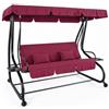 Arreditaly Dondolo 3 Posti Reclinabile Madeira Tettuccio Parasole Regolabile Cuscini Imbottiti Diventa Letto Struttura Robusta In Acciaio Verniciato Giardino Esterno Balcone Terrazzo 200 x 120 x 160 cm Bordeaux
