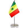 QSUM Bandiera SenegalTable 23 x 15,2 cm - Bandiera da scrivania del Senegal, con base in acciaio inox e asta regolabile