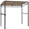 HOMASIS Gazebo Barbecue Esterno, Rifugio Barbecue con Telaio in Metallo Robusto, Tenda Ombreggiatura, Scaffale di Conservazione, 5 ganci, per Patio, Giardino, Spiaggia, Marrone, 216X134X211cm