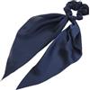 Blausky 2 pezzi di raso Scrunchies chiffon elastici per capelli con nastro lungo, per coda di cavallo, accessori per donne e donne, blu navy