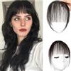 Swy Hair Wispy Bangs - Extension a clip, 100% capelli umani da donna, frangia curva, colore nero naturale