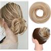 Silk-co Ciambella per Chignon Extension Capelli Veri Lisci Elastico Voluminoso Coda Magic Hair Bun Updo Crocchia 17g #12P613 Marrone Dorato & Biondo Sbiancante