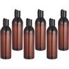GANAZONO 6 Pezzi Flaconi per Lozione da Viaggio 250ml Riutilizzabili in Pet e Pp Tappo a Scatto Marrone e Nero per Shampoo e Detergente Corpo Portatile