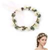 Eterspr Sposa Fiore Ghirlanda Fascia, Ghirlanda copricapo, Capelli per Festa Nozze Donna con Regolabile, per Fotografia di Viaggi in Luna Miele, Cerimonia di Matrimonio Nuziale (Verde e Bianco)
