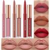 HQDA Set di 6 rossetti opachi Velvety Nude Lipstick Stay On 24 ore Waterproof Non-Stick Cup Not Fade Liquid Lipstick Make up Set Nude Lip Liner Lip Gloss Make Up Gift Set (# F, 1)