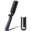 Mozeat Lens Spazzola per capelli da viaggio, con setole di cinghiale, pieghevole, tascabile, antistatica, mini spazzola per barba portatile, strumento per lo styling dei capelli per donne e uomini