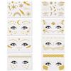 YCZCHE14 8 Pcs Tatuaggi Temporanei Metallico Oro Viso Adesivi Dorati per Tatuaggi Facciali Impermeabile Metallico Tatuaggio Temporaneo Temporanei in Metallo per Esibizioni di Festival di Donne e Giovani Donne