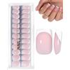 DAFNE Set di Tips - 32 Tips per French Manicure, Tipo Press-on - Design Sfumato Bianco e Rosa, Unghie Artificiali a Copertura Totale, Gel Morbido, Naturali e Confortevoli (Stile Scarpetta da Ballo）