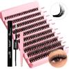 Wendy Lashes Kit Extension Ciglia Kit 200PCS Clusters Lashes Kit 3D Effect 0,07mm 50D 8-16mm Ciglia Finte Individuali Fluffy Cluster Eyelashes con Lash Bond e Seal for DIY Lashes