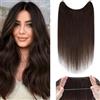 Silk-co Extension Capelli Veri con Filo 40cm Wire in Extension Capelli Veri Fascia Unica Filo Invisibile 60g - 2 Marrone Scuro