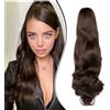Dcbaboo Coda di Cavallo Extension Capelli Ricci Coda Capelli Extension con Pinza 45cm Posticci per Capelli Mossi Coda Finta per Capelli Sintetici Lunghi Naturali Ponytail Ondulati, Cenere marrone