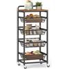VASAGLE Carrello da Cucina a 5 Ripiani, con Cesti Scorrevoli, con Rotelle | Carrellino da Cucina, 40 x 31,7 x 95 cm, con Maniglia, Marrone Vintage e Nero Opaco, Collezione DACEY LRC041K01