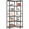 VASAGLE Libreria a 6 Ripiani, Scaffale Angolare, 24 x 102 x 175,2 cm, Libreria Angolare, Stile Moderno, per Soggiorno, Camera da Letto, Ufficio, Marrone Vintage e Nero Inchiostro LLS606K01