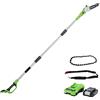 Greenworks Tools 2000107UA Potatore Telescopico con 2 Ah Batterie e Caricabatterie, 24 V, Verde, 20 cm (8") + Sega a Catena 20 cm (8"), 29507