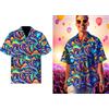 FIESTAS GUIRCA | Camicia Psichedelica Funghi (48-50/M) - Accessorio per Costume da Uomo Adulto - Ideale per Feste Anni '70, Carnevale e Halloween - Stile Hippie e Retrò - Multicolore