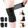 JLFDLLYYZQ 4 Pezzi Fasce Elastiche Con chiusura a strappo, Include 2 Fascia Elastica Coscia Da 180cm E 2 Fascia Polso Da 90cm, Ginocchiera Per Artrosi Ginocchio, Benda Elastica Per Gambe, Caviglie, Gomiti