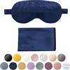 BLISSY Silk - Mascherina da notte in seta, per donne e uomini, per un oscuramento totale, 100% pura seta di gelso, 22 momme, fibre 6a, mascherina per dormire, copertura per gli occhi (blu)