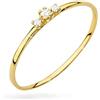 Sakrami Anello Donna Ragazza Trilogy Oro 9KT con 3 Zirconi Bianchi, Design Elegante e Luminoso + Scatola con Incisione − Idea Regalo San Valentino Anniversario Fidanzamento (11)