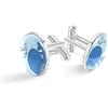 Generic Gemelli in argento personalizzati Balena blu per camicia da smoking, 20mm*20mm, Acciaio inossidabile, Quarzo creato