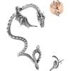 6ixGosh Orecchini a polsino gotico in acciaio inox retrò a forma di drago, stile punk, serpente, drago, pesce, coccodrillo, orecchini a perno per cartilagine rampicante per donne e uomini, oro/argento