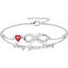 Apeso Braccialetto da donna in argento Sterling 925 con cuore infinito, personalizzabile con nome e pietra portafortuna, regalo per festa della mamma, compleanno, anniversario, Natale