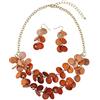 Bocar 2 strati dichiarazione girocollo Shell collana e orecchini set per le donne regalo(NK-10248-orange)
