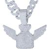 HALUKAKAH Collana Sacco di Denaro Dollaro USA in Diamante per Uomo,Placcato in Platino,Pendente con Diamanti di Laboratorio,15MM Catena Cubana Diamantata 50cm,Regalo Hip-Hop per Marito,Fidanzato