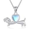 ONEFINITY Collana a bassotto, in argento Sterling 925, con ciondolo a forma di cuore, con pietra di luna, per le donne, Argento sterling